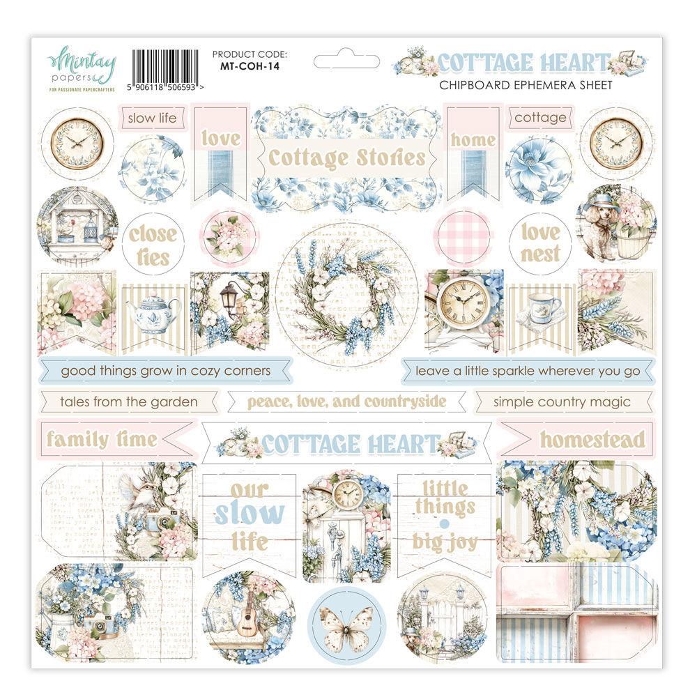 Mintay Papers Cottage Heart 12x12 Chipboard Ephemera Sheet