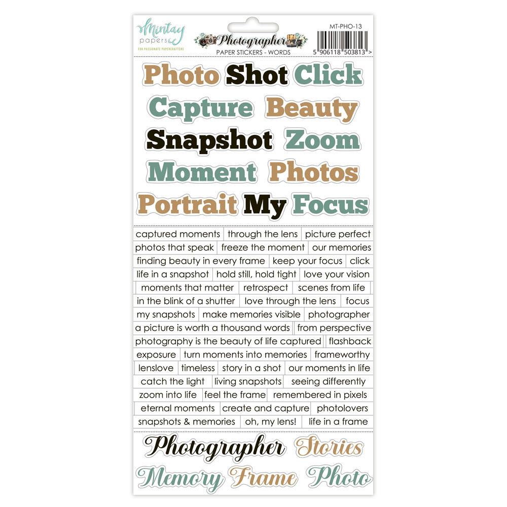 Mintay Papers Photographer 6x12 Paper Stickers Words