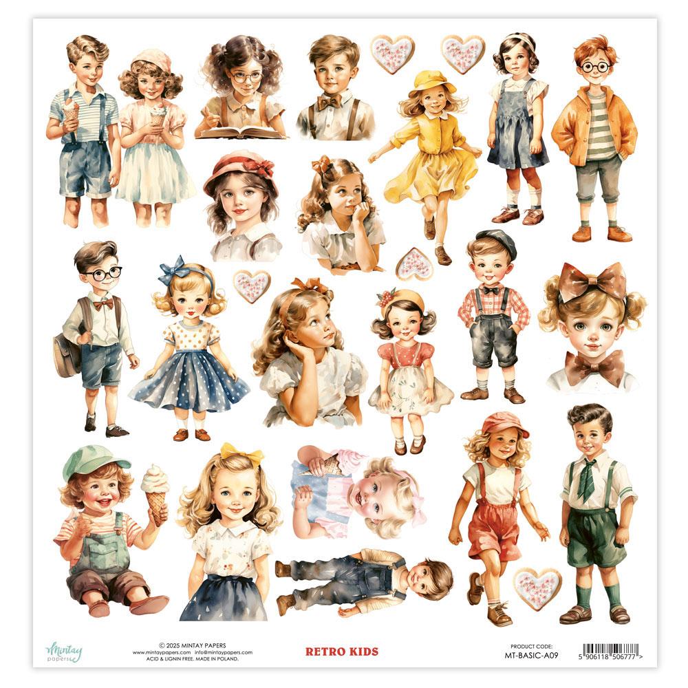 Mintay Papers Retro Kids 12x12 Elements Sheet