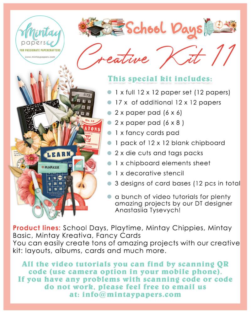 Mintay Papers School Days Scrapbooking Creative KIT #11
