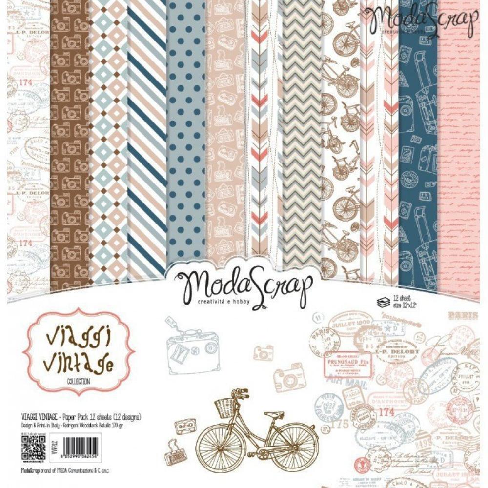 ModaScrap 12x12 Paper Pack Vintage Viaggi