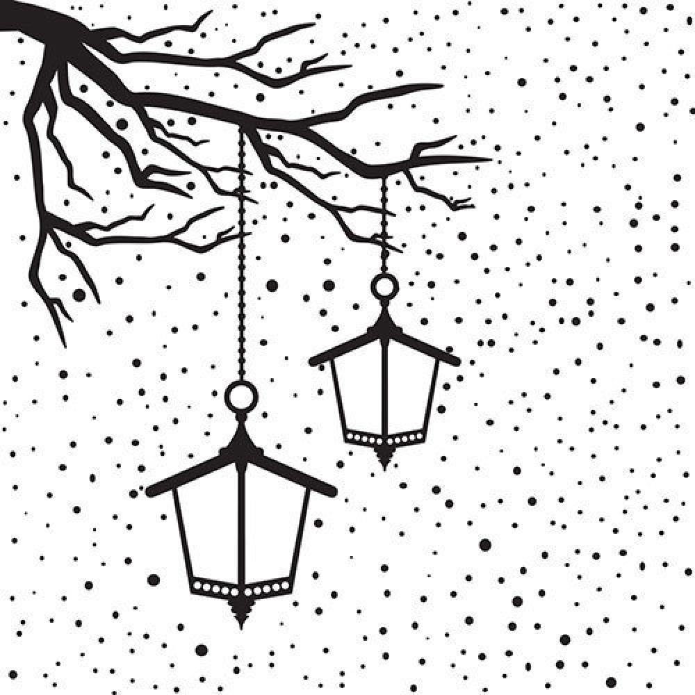 Nellie Snellen Embossing Folder Christmas Scene with Lantern
