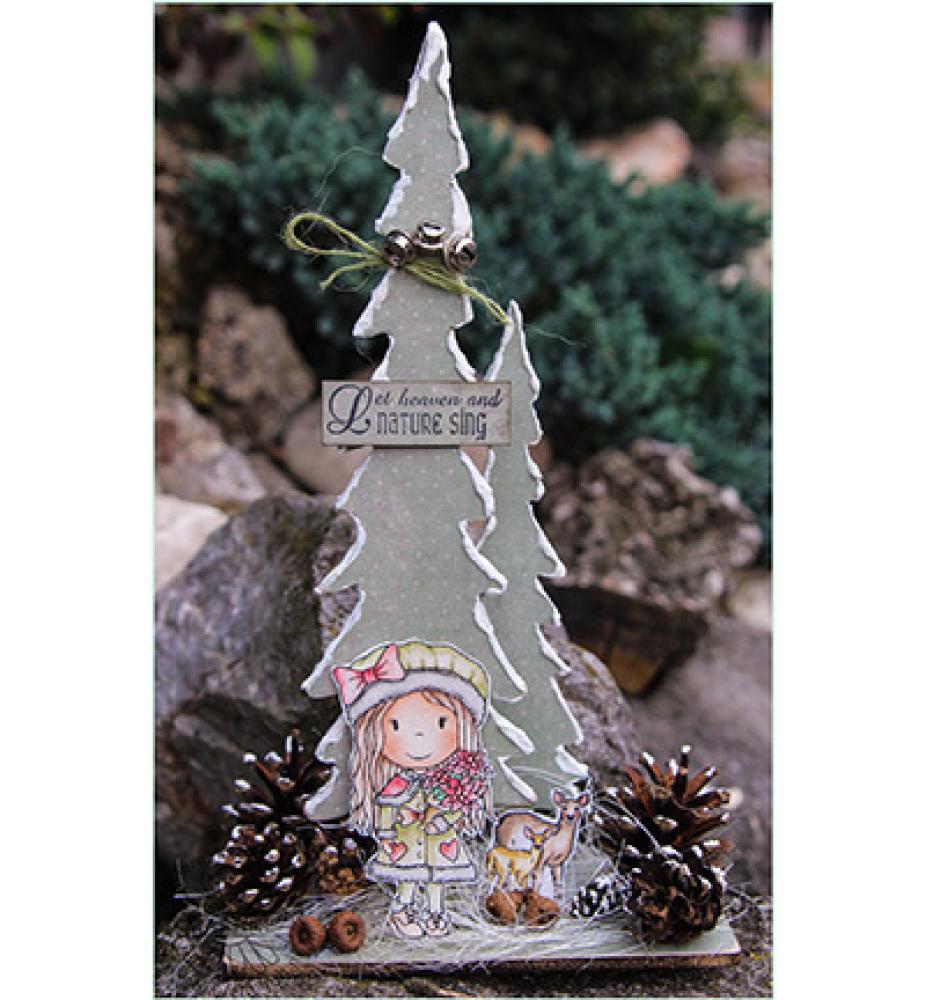 Paper Nest Dolls Clingstempel Avery with Poinsettia