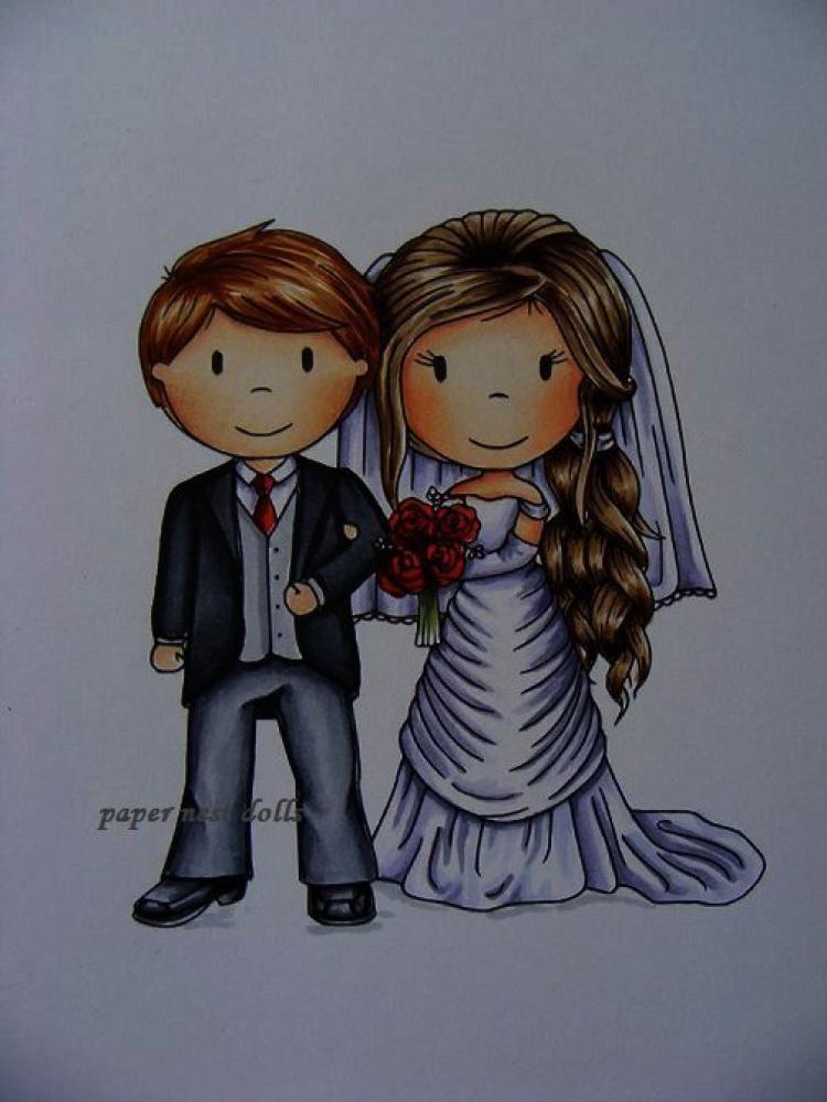 Paper Nest Dolls Rubber Stamp Wedding Couple