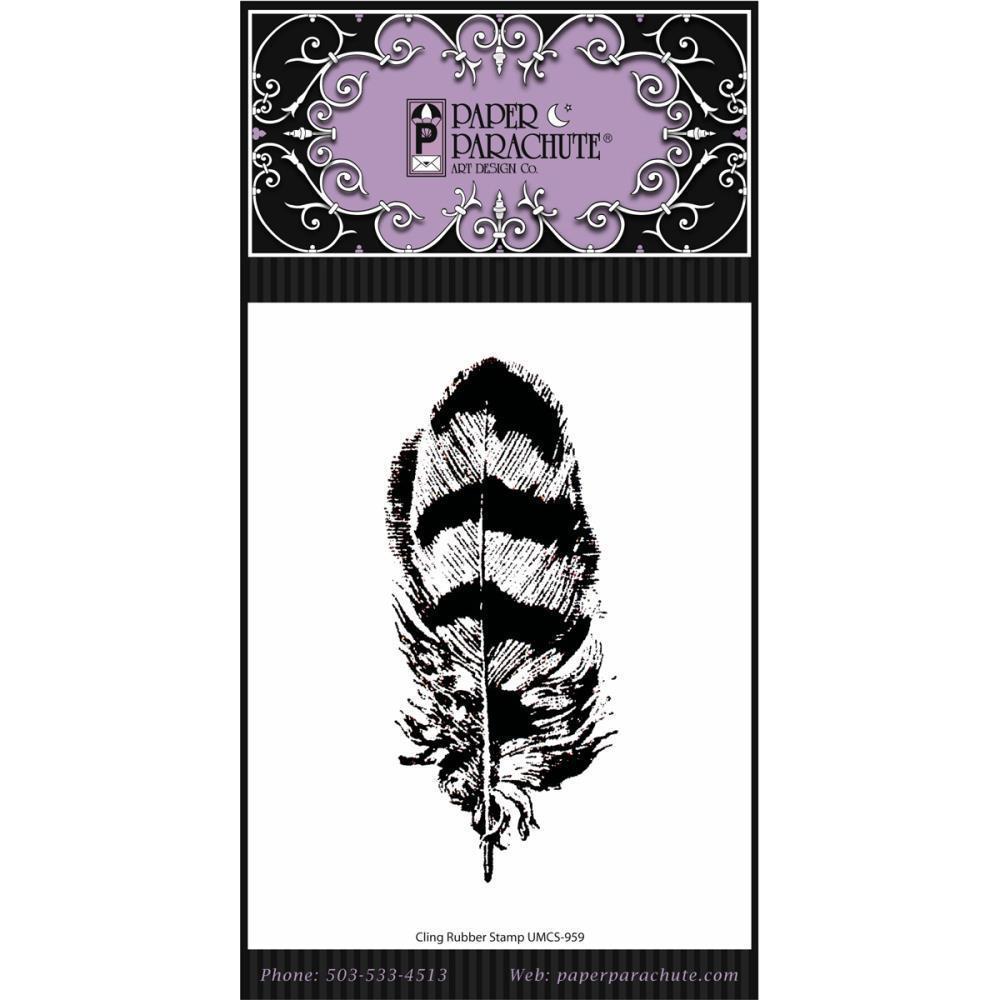 Paper Parachute Cling Rubber Stamps Feather