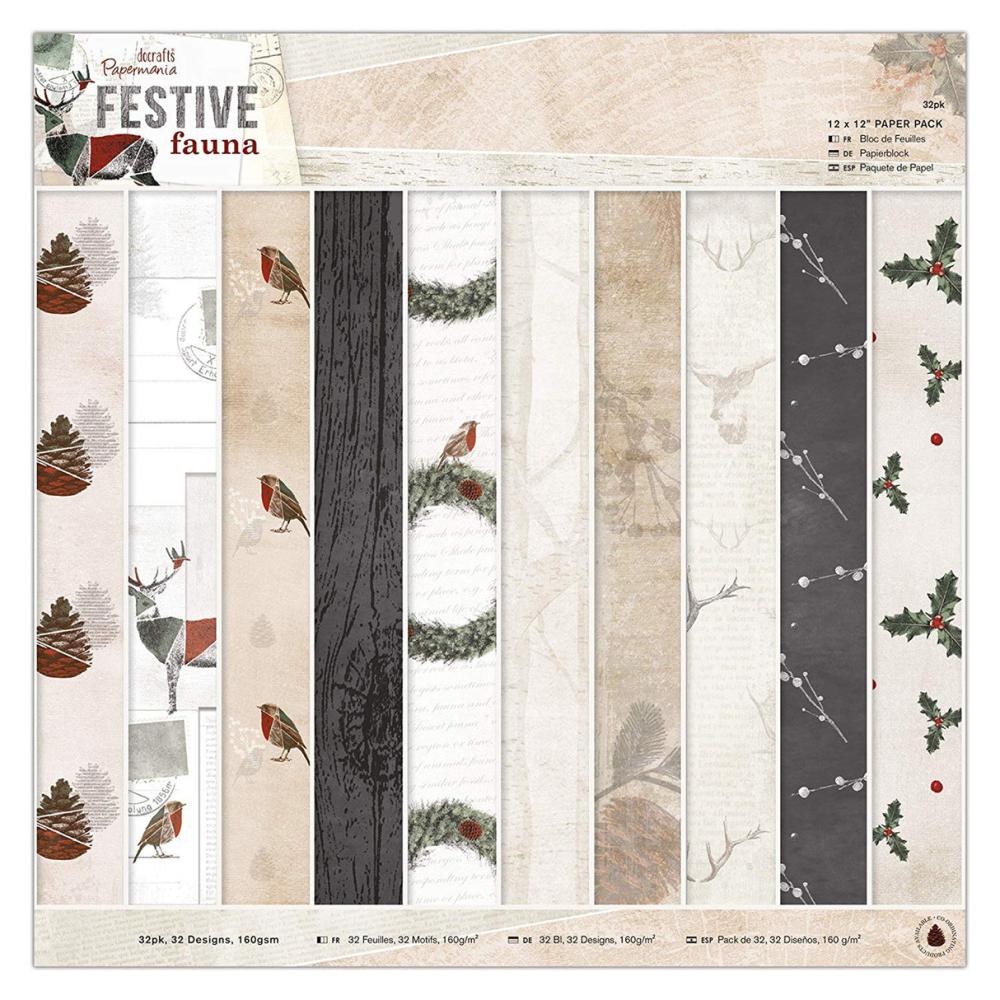 Papermania Festive Fauna 12x12 Paper Pad