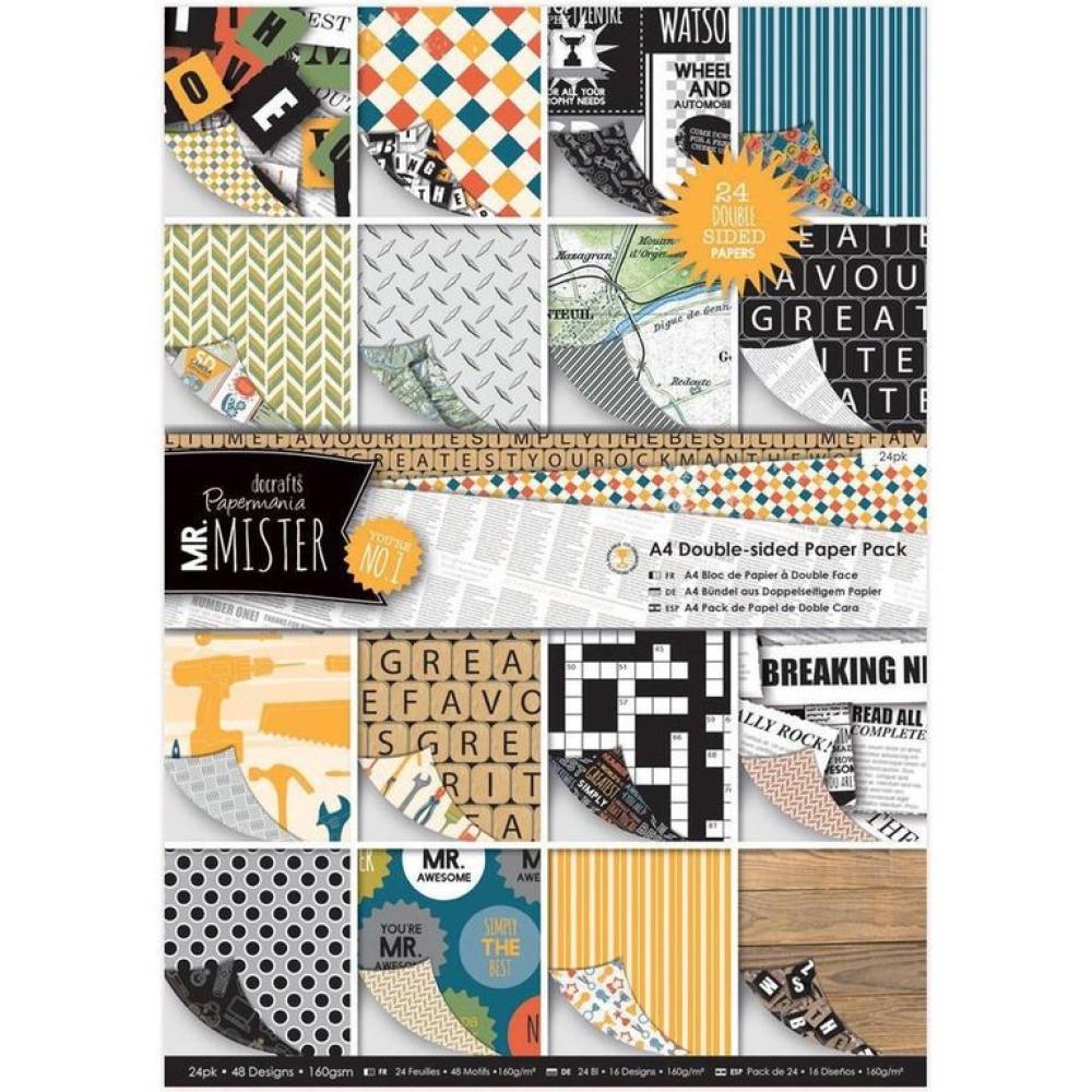 Papermania A4 Paper Pack (24pk) Mr Mister #160196