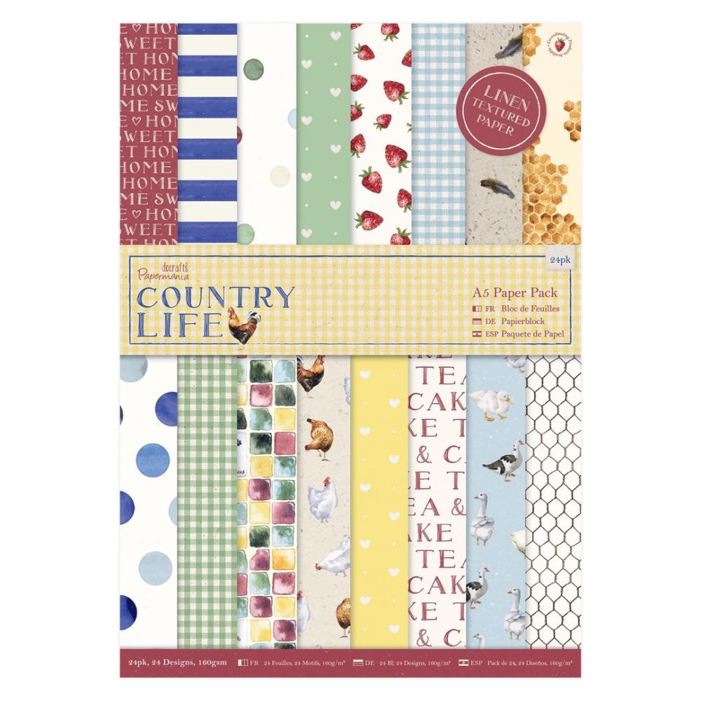 Papermania A5 Paper Pack Linen (24pk) Country Life