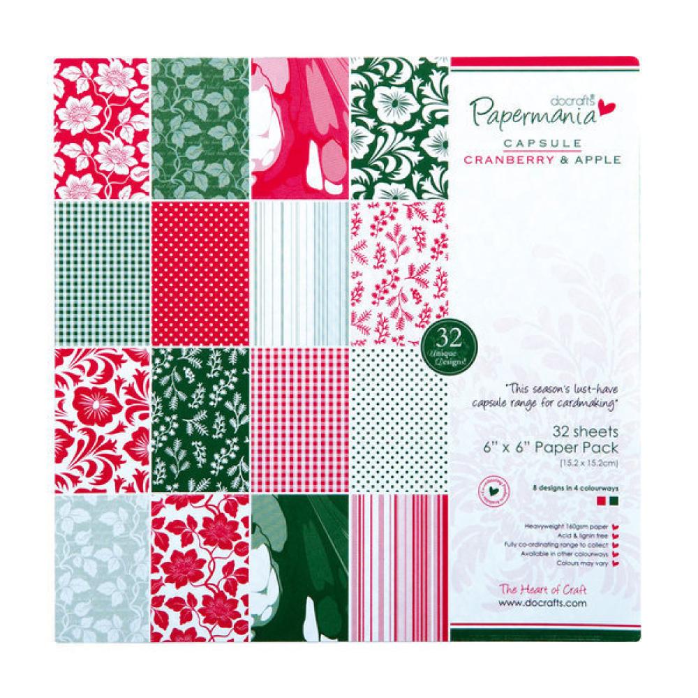 Papermania Capsule 6x6 Paper Pack Cranberry & Apple
