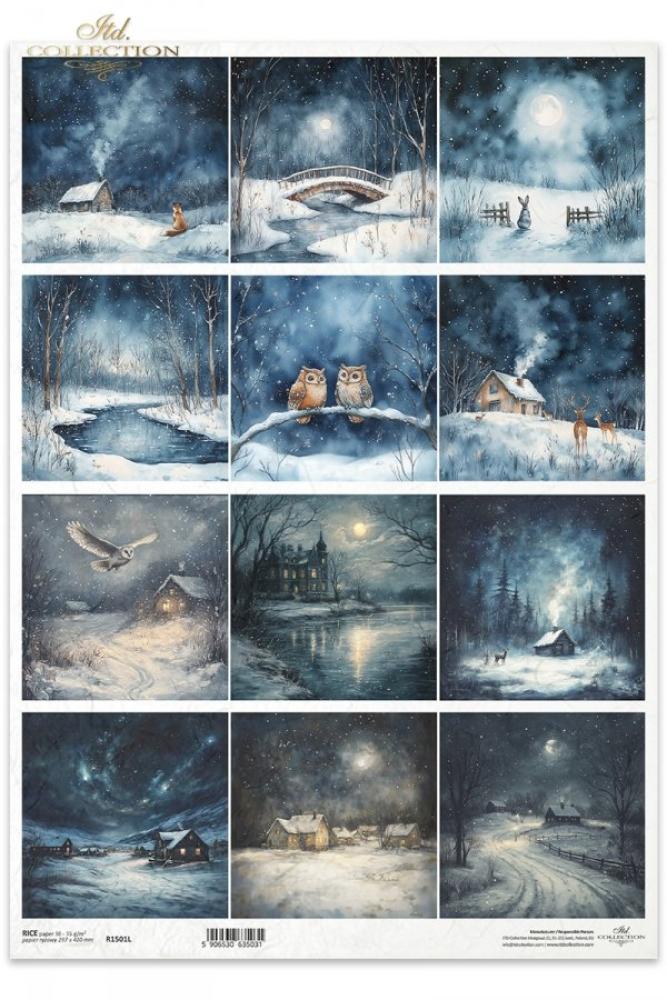 R1501L ITD Collection Winter's Tale A3 Rice Paper Winter Scenery