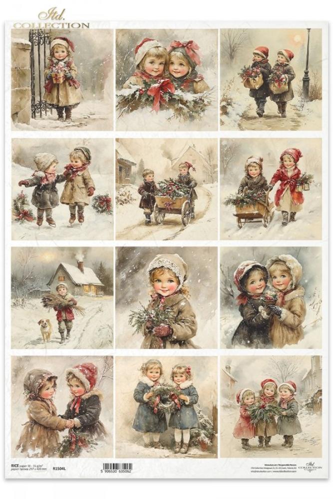 R1504L ITD Collection Winter's Tale A3 Rice Paper Christmas Children