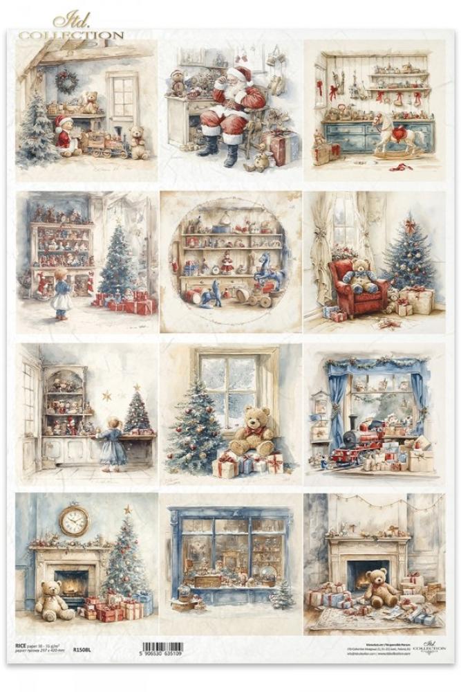 R1508L ITD Collection Winter's Tale A3 Rice Paper Teddy Bears