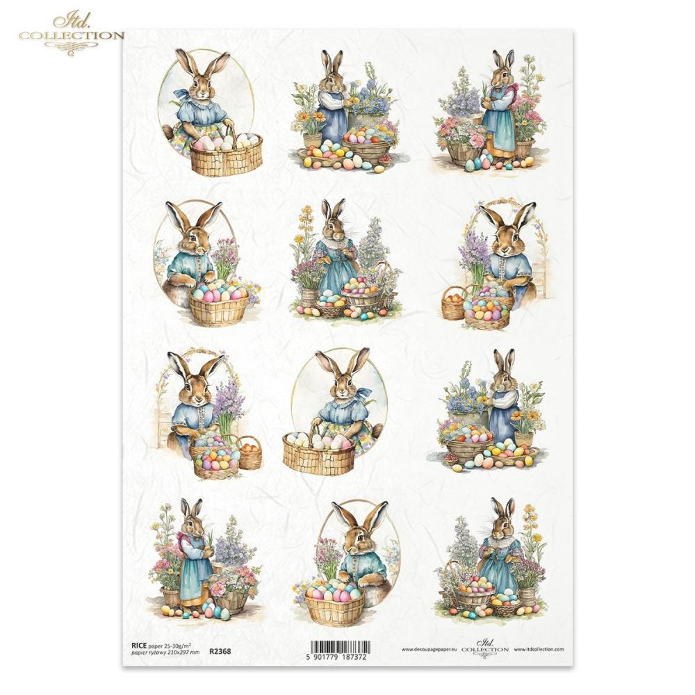 R2368 ITD Collection Easter Rabbits A4 Rice Paper