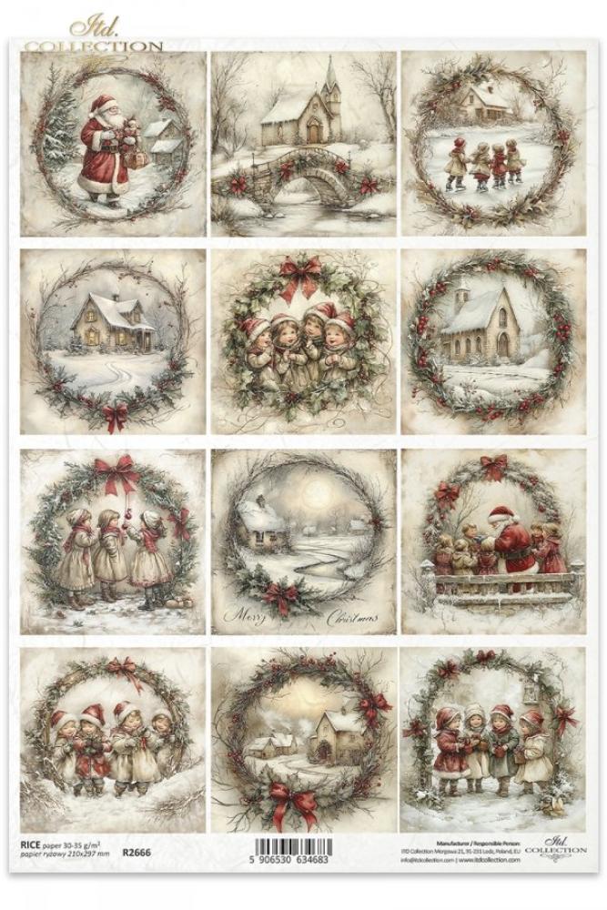R2666 ITD Collection Winter´s Tale A4 Rice Paper Christmas Wreath