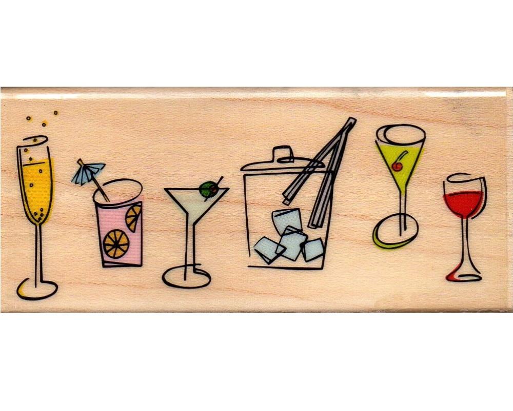 Rubber Stampede Wood Stamp Cocktail Border