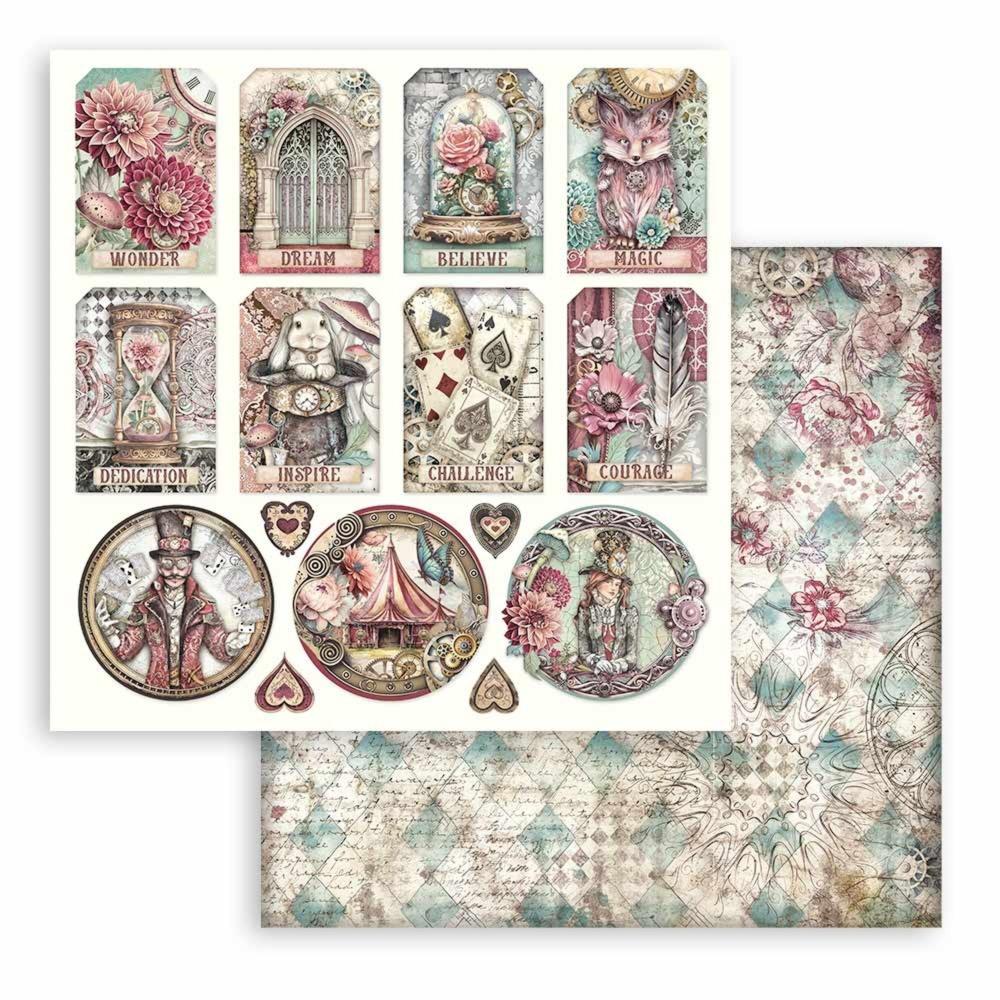 SBB1052 Stamperia Master of Magic 12x12 Paper Sheets Tags 3er Set