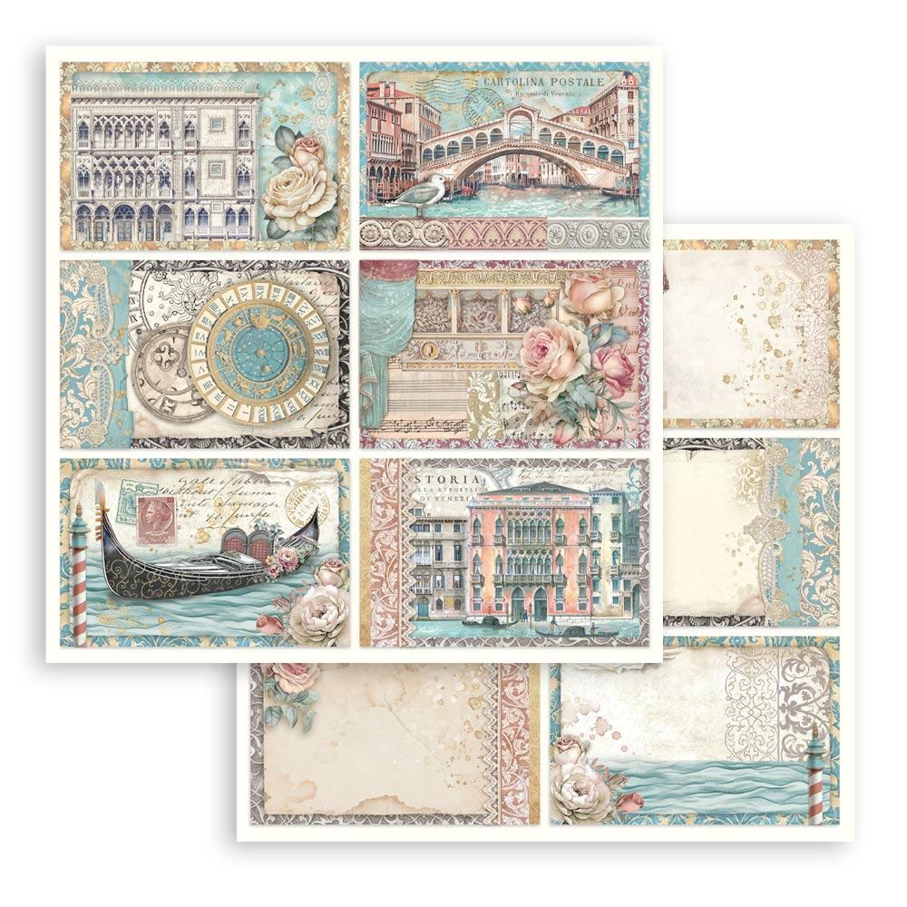SBB1077 Stamperia Venice City of Art 12x12 Paper Sheets Cards 3er Set