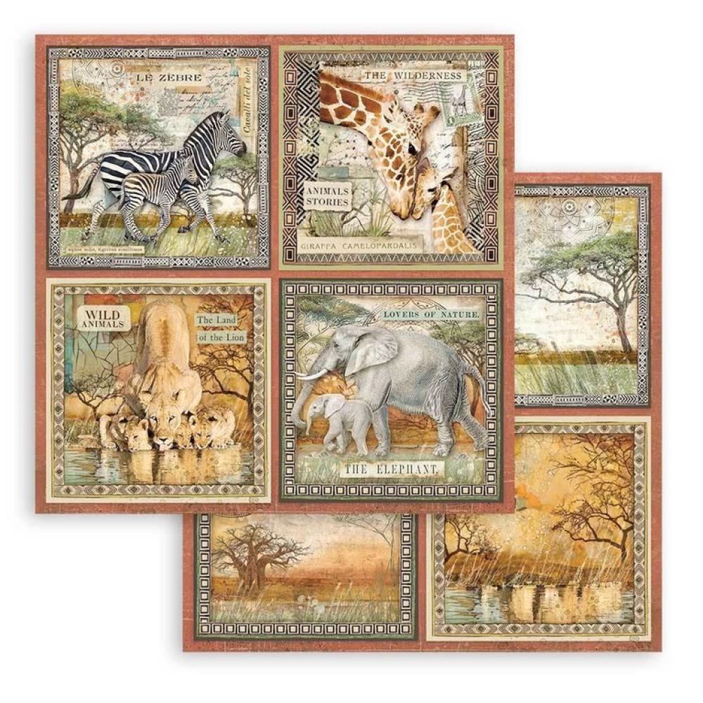 Stamperia 12x12 Paper Set Savana Cards SBB866