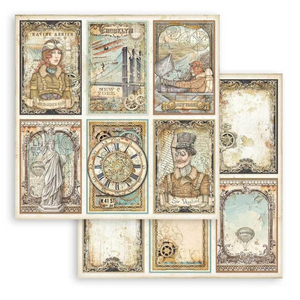 Stamperia 12x12 Paper Set Sir Vagabond Aviator Cards SBB877