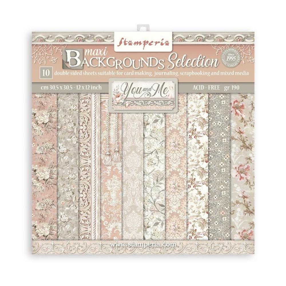 Stamperia 12x12 Paper Pad Maxi Background You and Me SBBL114