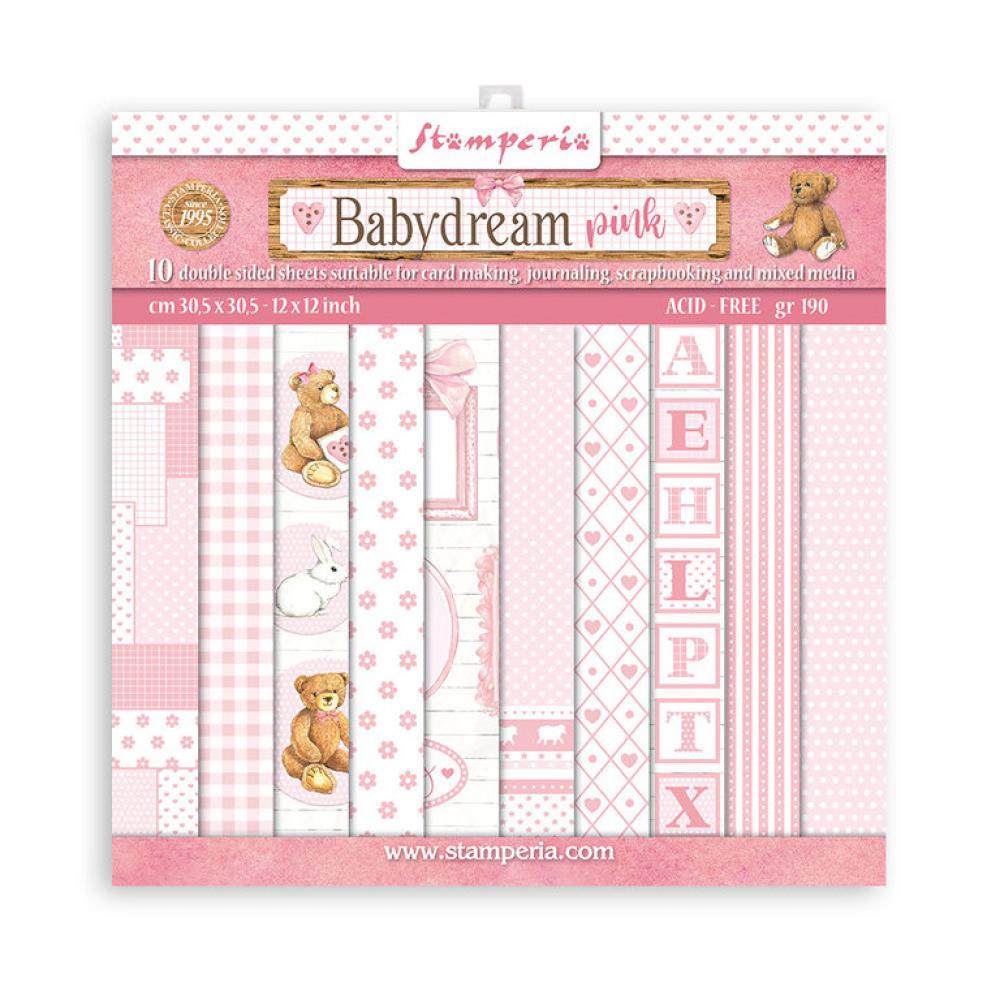 Stamperia 8x8 Paper Pad Backgrounds Baby Dream Pink SBBS58