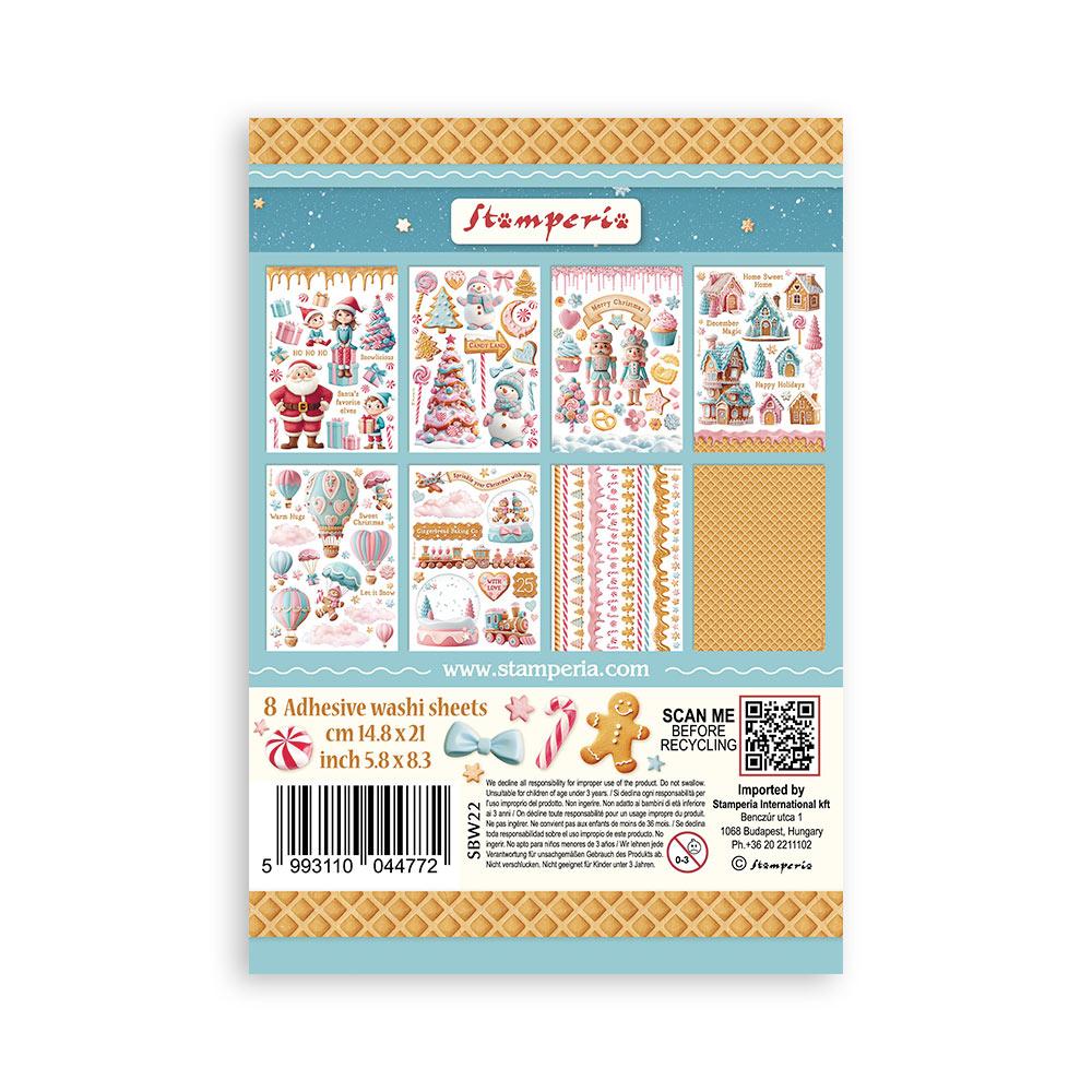 SBW22 Stamperia Candy Christmas A5 Washi Pad (8pcs)