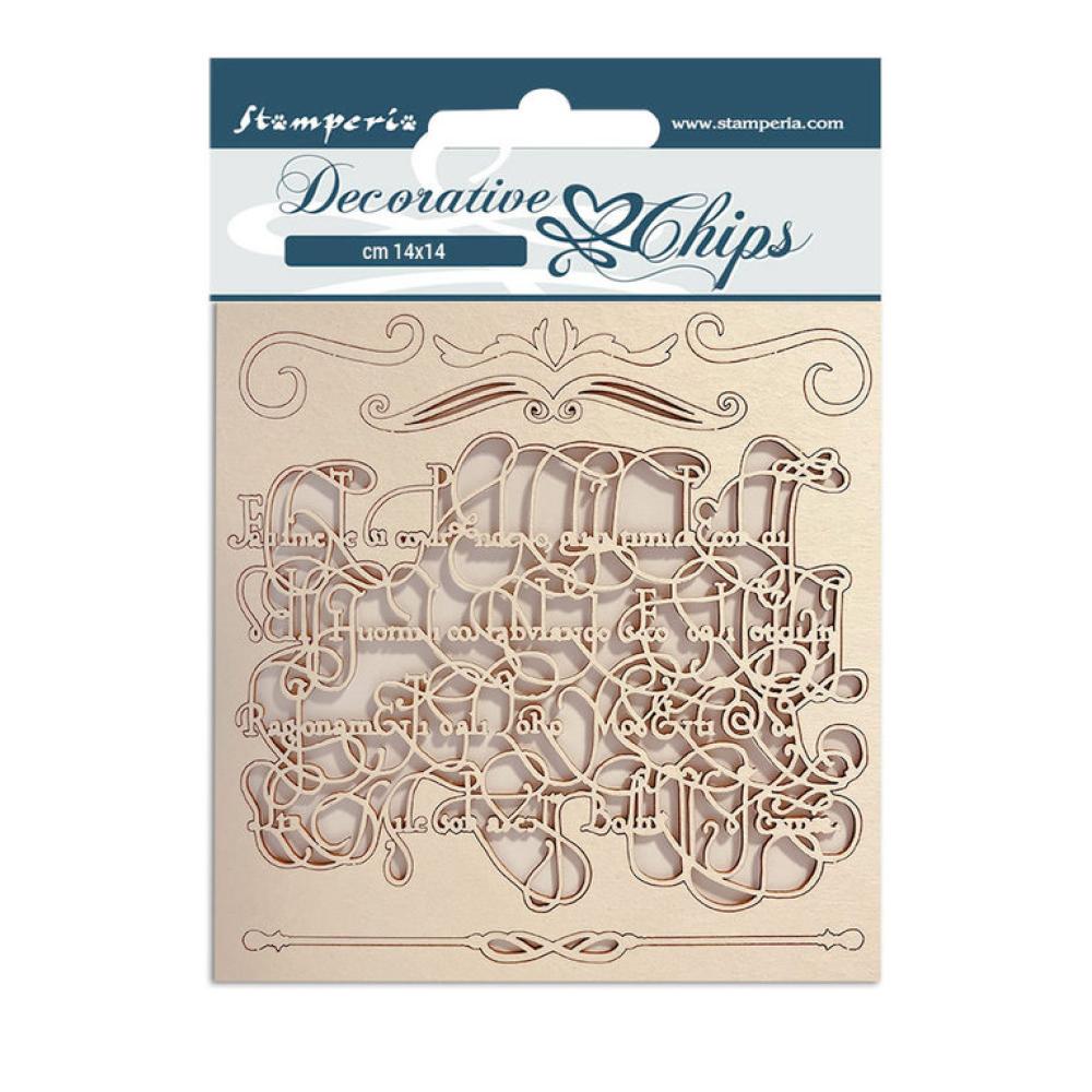 Stamperia Decorative Chips Garden House Calligraphy #121