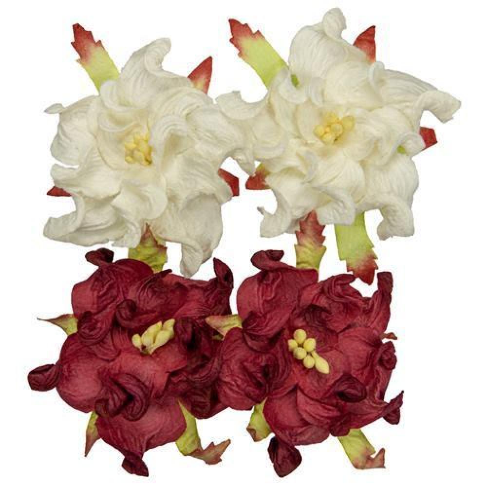 Mulberry Flowers Gardenia 5 cm White Bordeaux SET