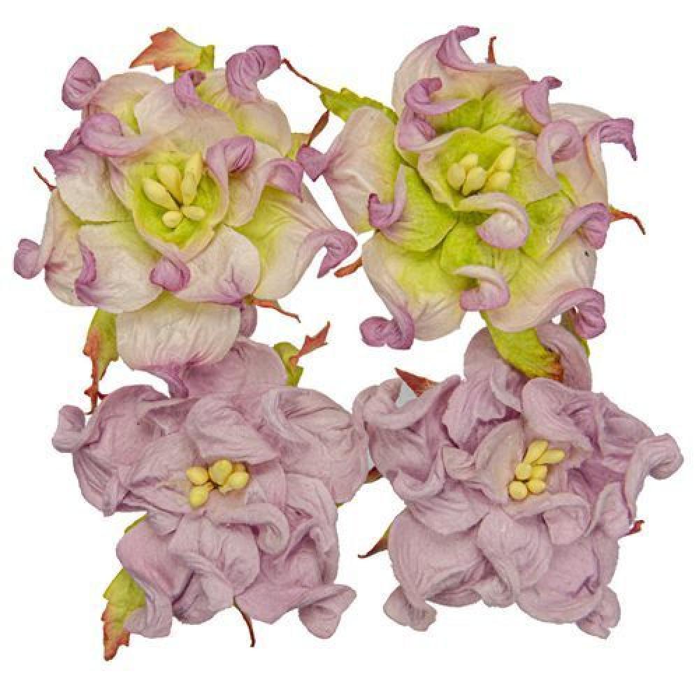 Mulberry Flowers Gardenia 5 cm Purple White Green SET