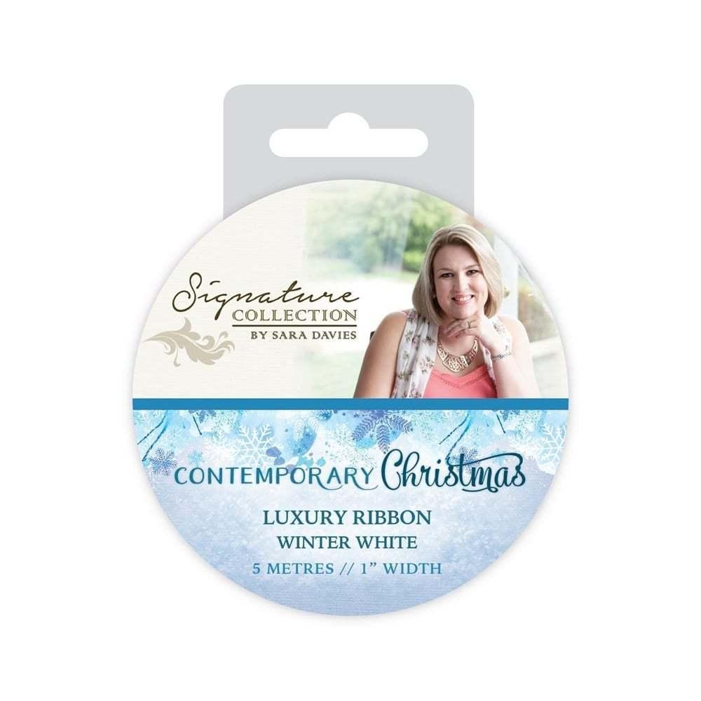 Sara Contemporary Christmas Luxury Ribbon Winter White