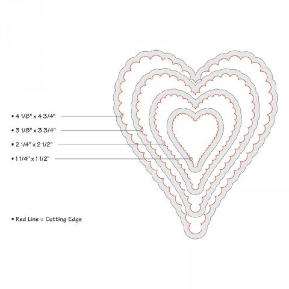 Sizzix Framelits Die Set 4PK Scallop Hearts
