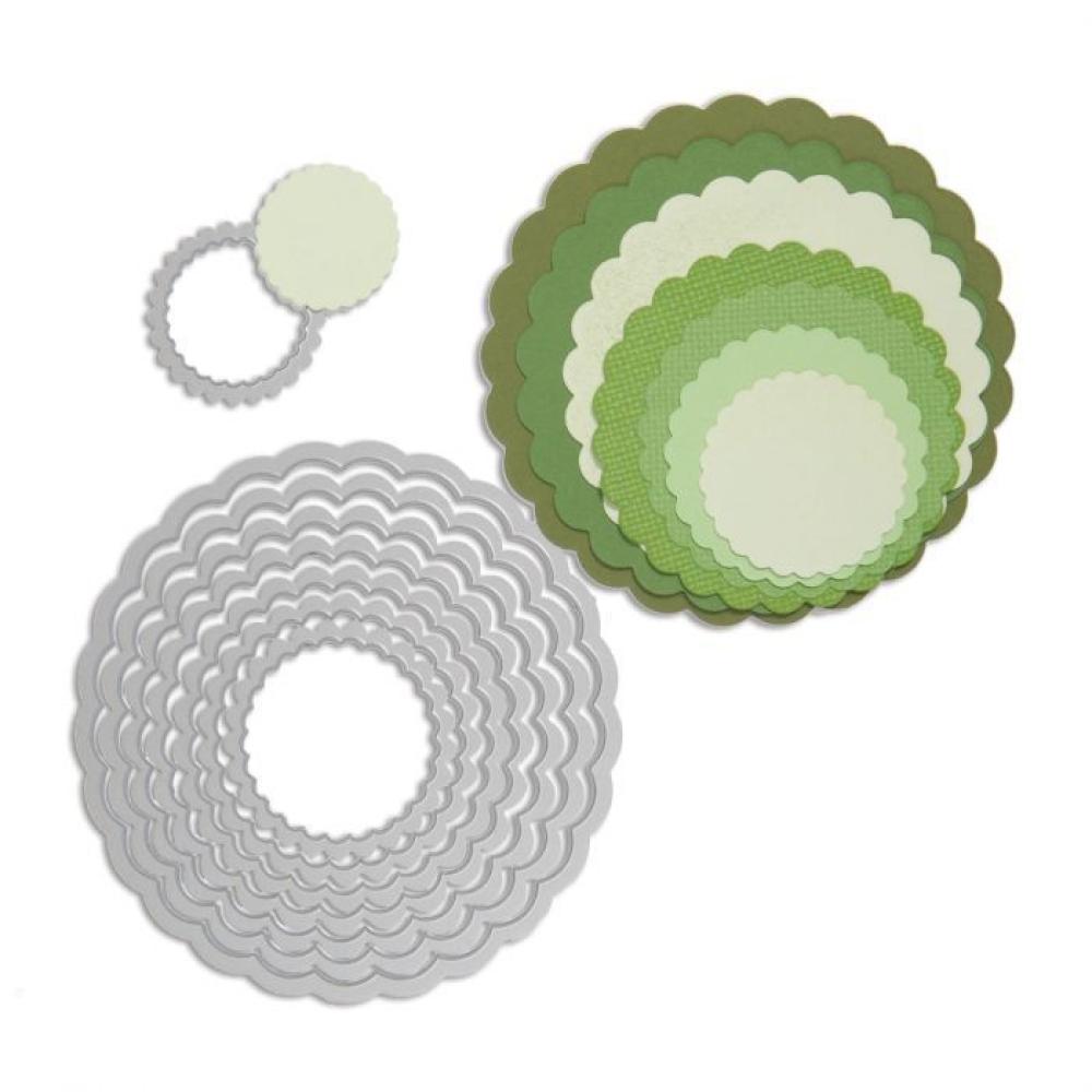 Sizzix Framelits Die Set 8PK Scallop Circles #657552