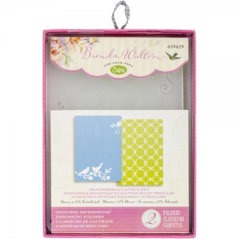 Sizzix Textured Impressions Embossing Folder Lattice & Songbirds 659629