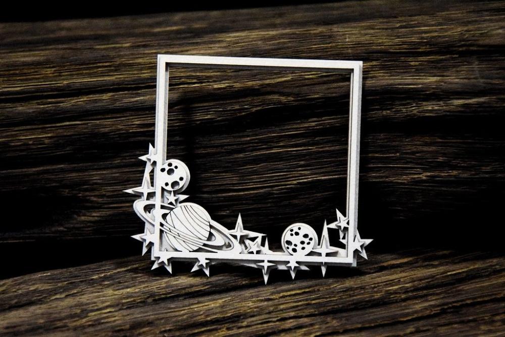 SnipArt Chipboard Reach For The Stars Planets Frame #24529