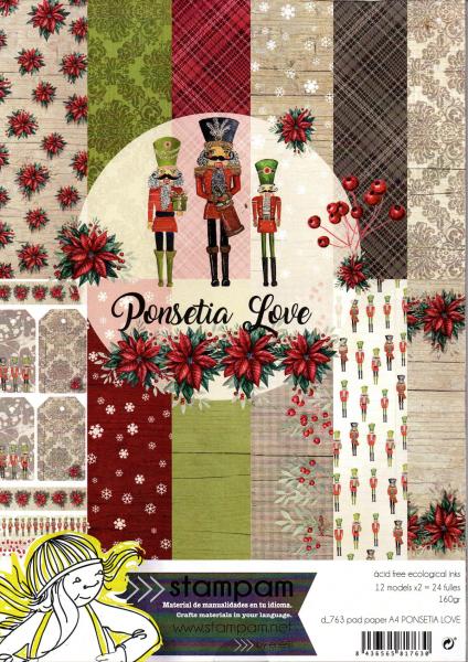 Stampam A4 Paper Pad Ponsetia Love