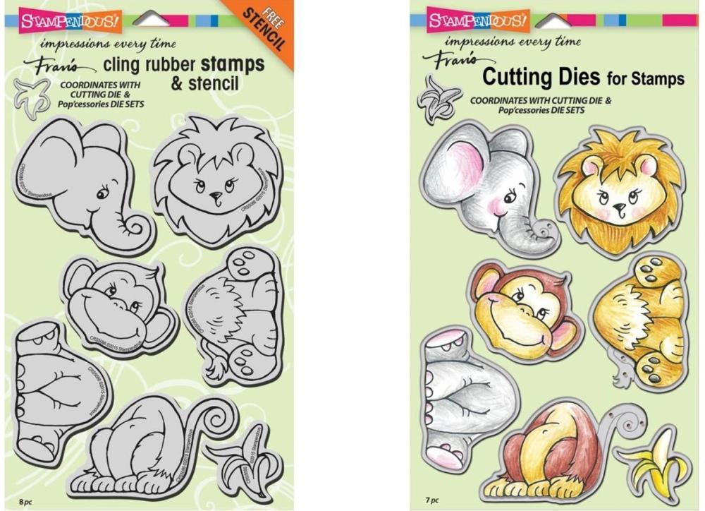 Stampendous Cling Rubber Stamp Die Cut Jungle Friends