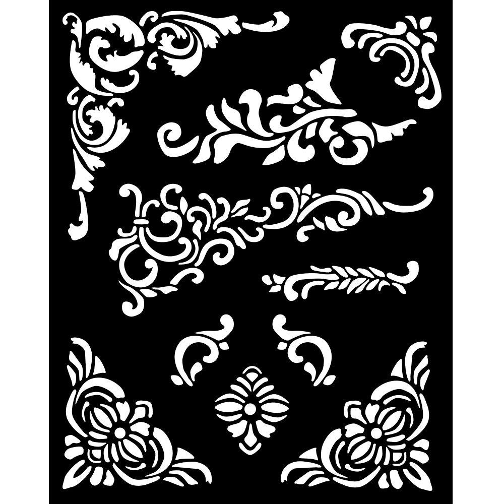 Stamperia Stencil Vintage Library Corners KSTD135