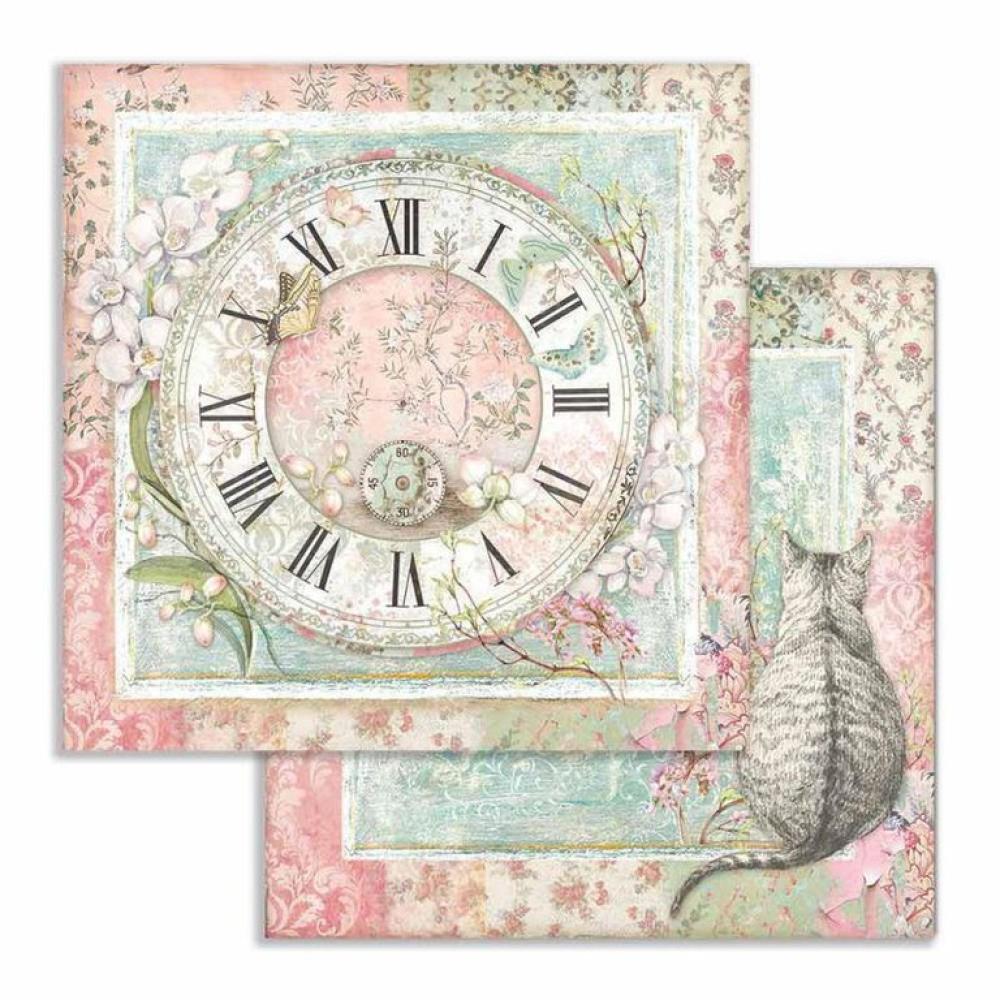 Stamperia 12x12 Paper Set Clock and Cat #SBB753