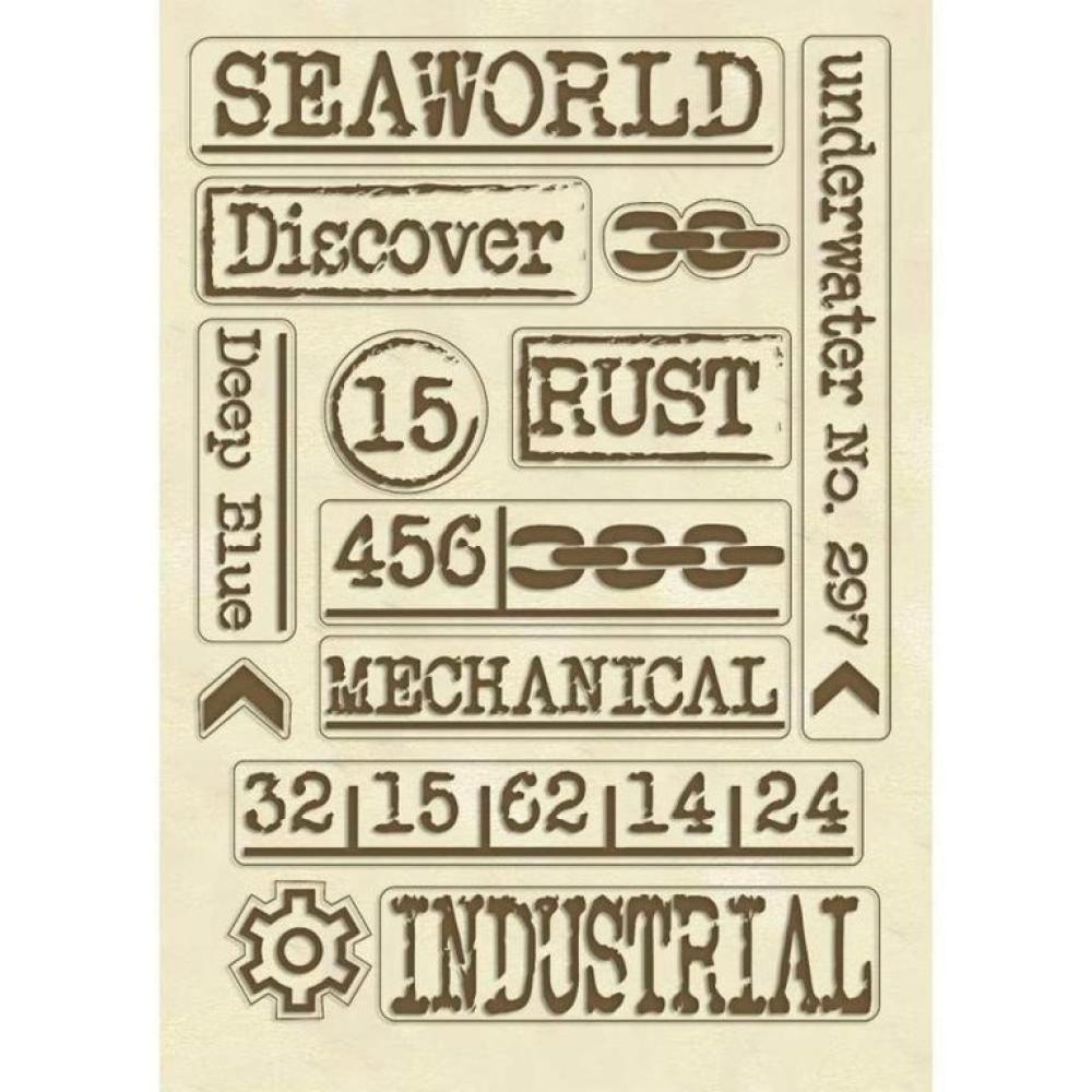 Stamperia A5 Wooden Shapes Sea World Writings