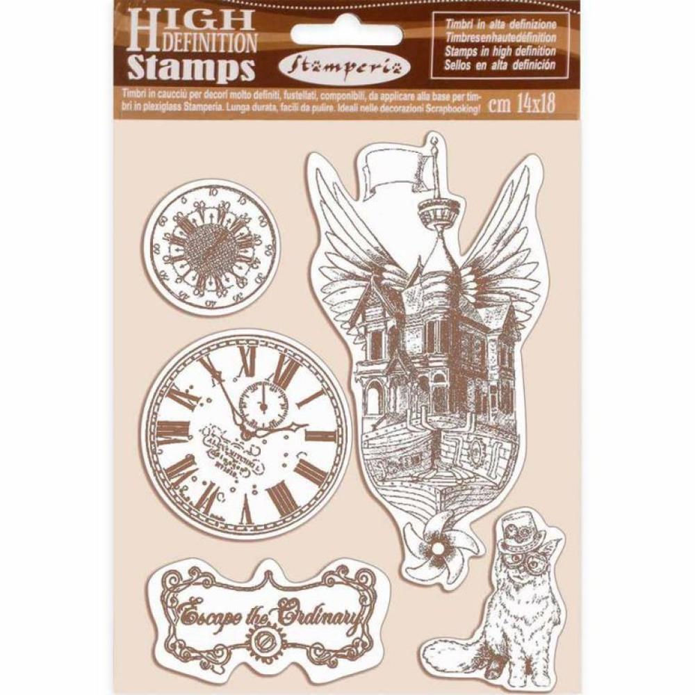Stamperia Rubber Stamp Lady Vagabond Flying Ship #WTKCC190