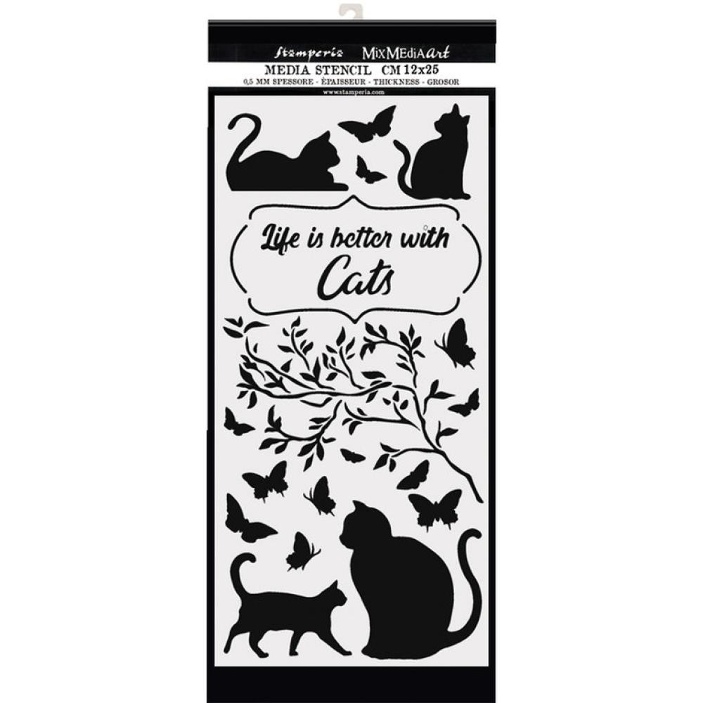Stamperia Stencil Life is Better with Cats #44