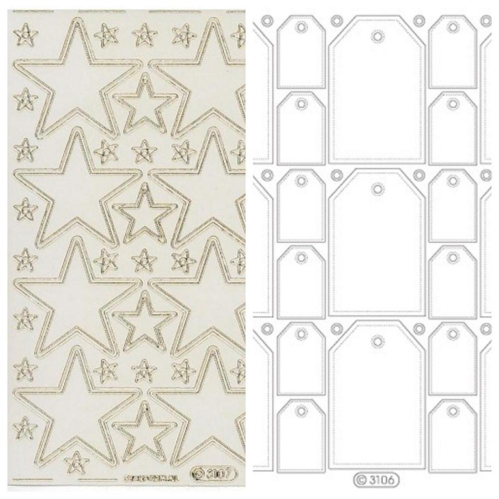 Starform Stikers Set  XL Transparent Stars/Tags Gold