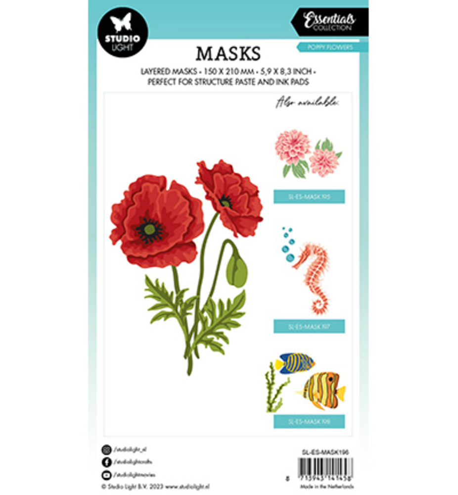 Studio Light Essential Mask Stencil Poppy Flowers #196