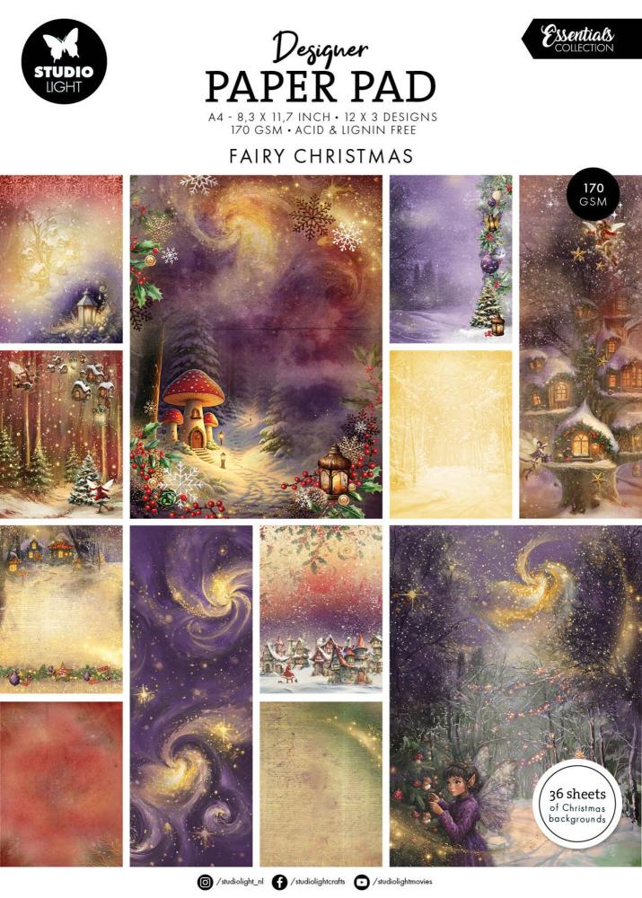 Studio Light Fairy Christmas A4 Christmas Designer Paper Pad