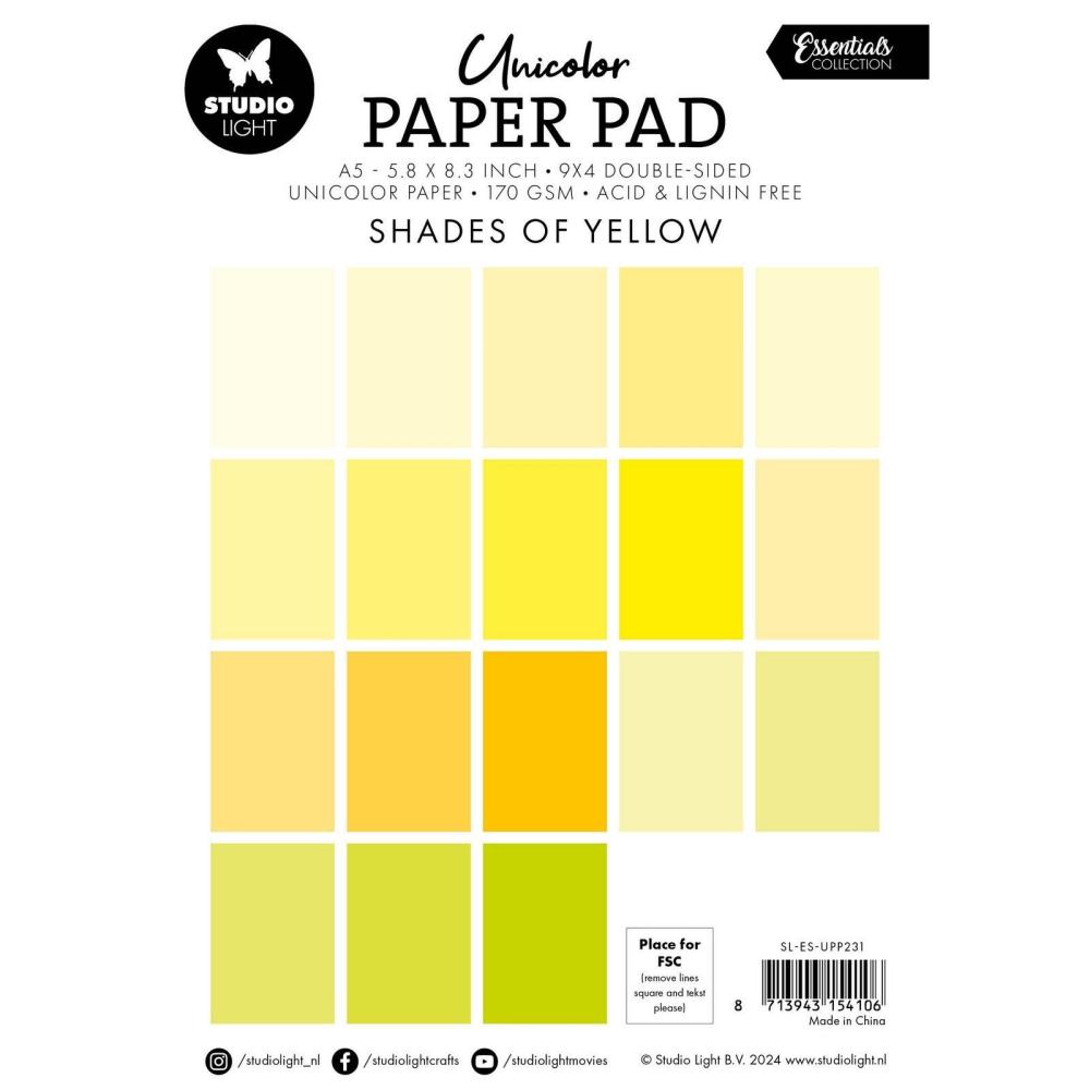 Studio Light Shades of Yellow A5 Essentials Unicolor Paper Pad #231