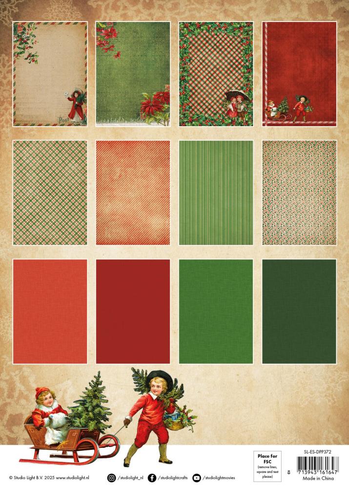 Studio Light Vintage Christmas A4 Designer Paper Pad