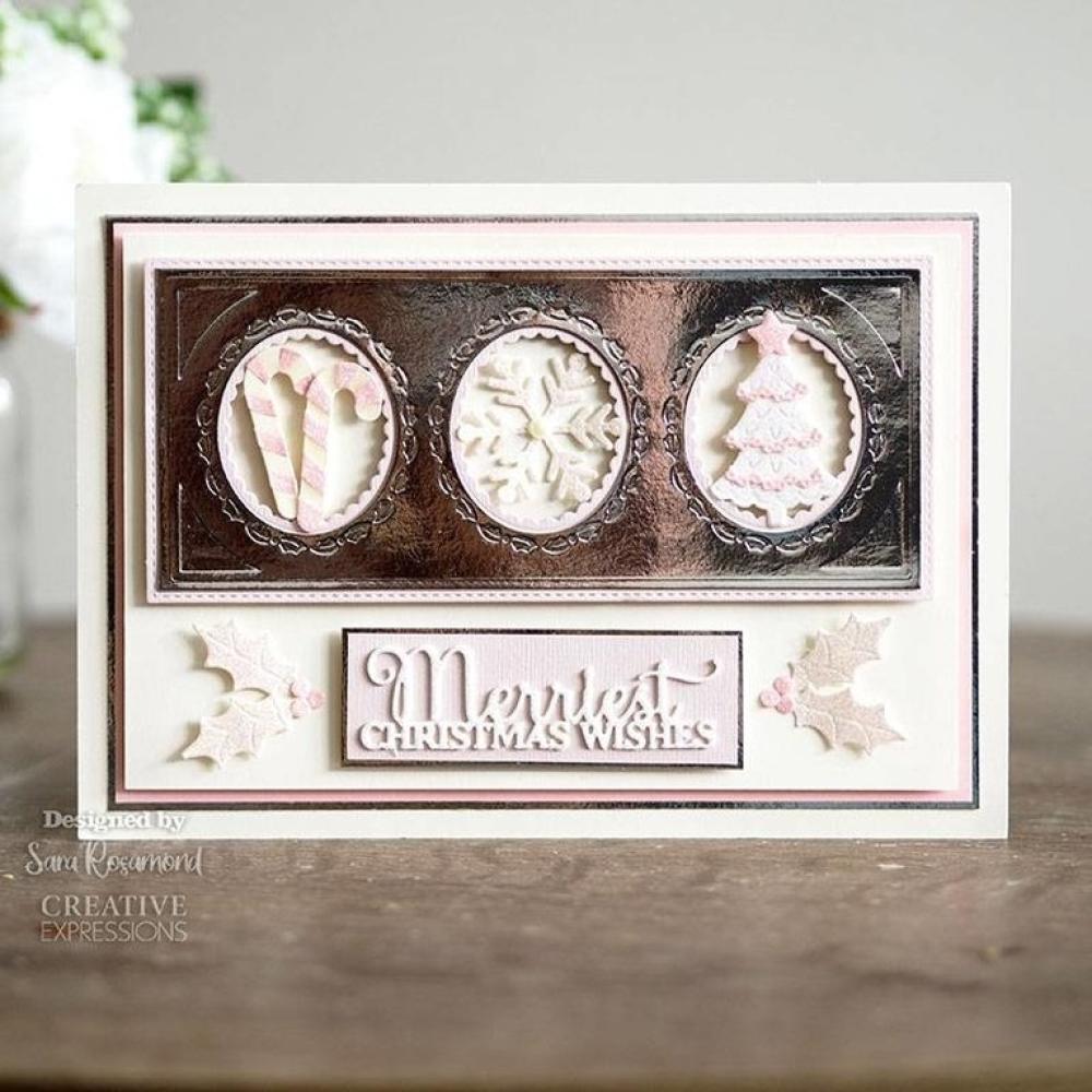 Sue Wilson Craft Die Aperture Trio Holly Oval CED3222