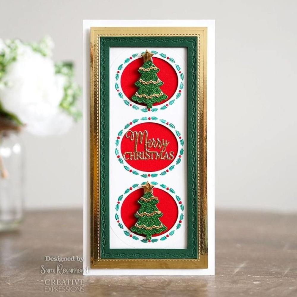 Sue Wilson Craft Die Aperture Trio Holly Oval CED3222