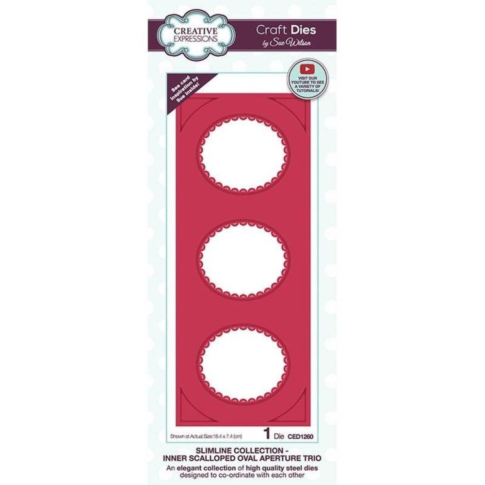Sue Wilson Craft Die Aperture Trio Inner Scalloped Oval CED1260