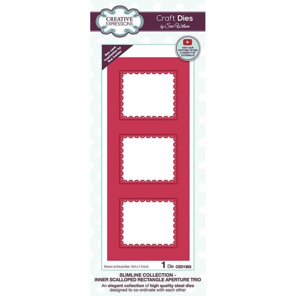 Sue Wilson Craft Die Aperture Trio Inner Scalloped Rectangle CED1263